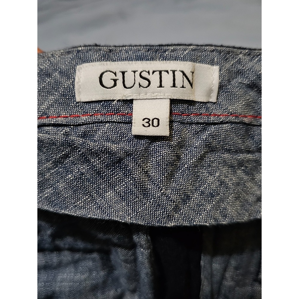 Gustin Navy Chinos Slim Fit Size 30 Japanese Vintage Wool Chinos #179 - Picture 2 of 7